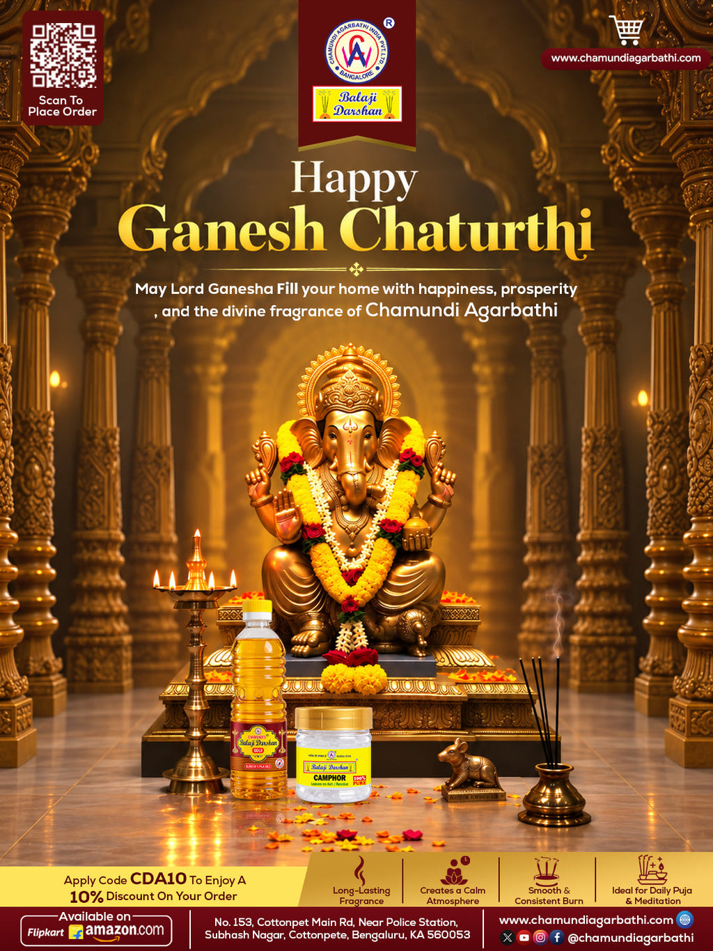 Celebrate Ganesh Chaturthi with the Divine Fragrance of Chamundi Agarbathi