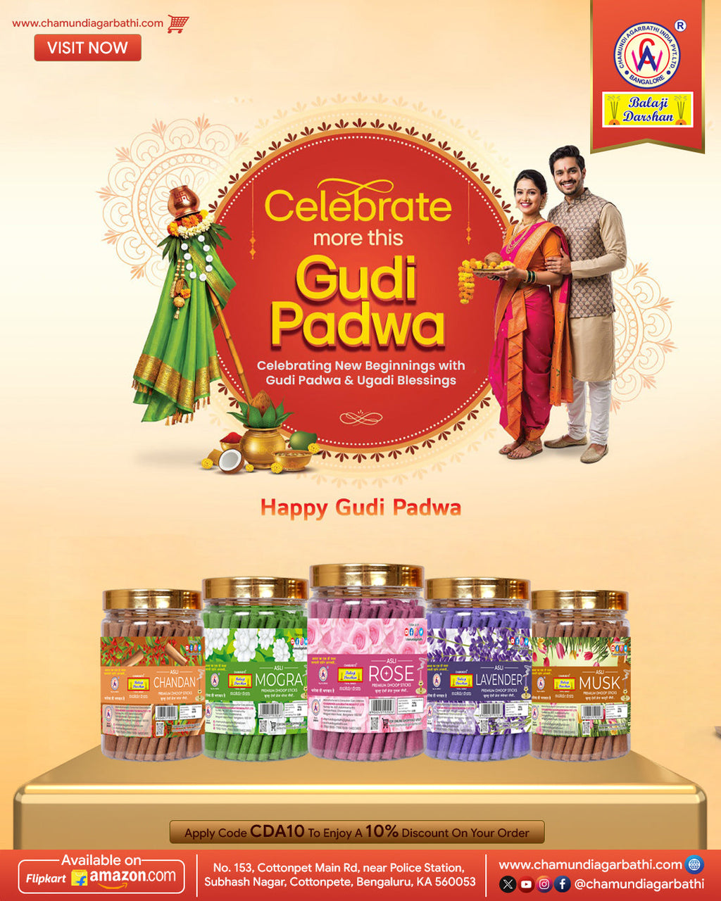 Celebrate New Beginnings with Divine Fragrance: Gudi Padwa & Ugadi with Chamundi Agarbathi