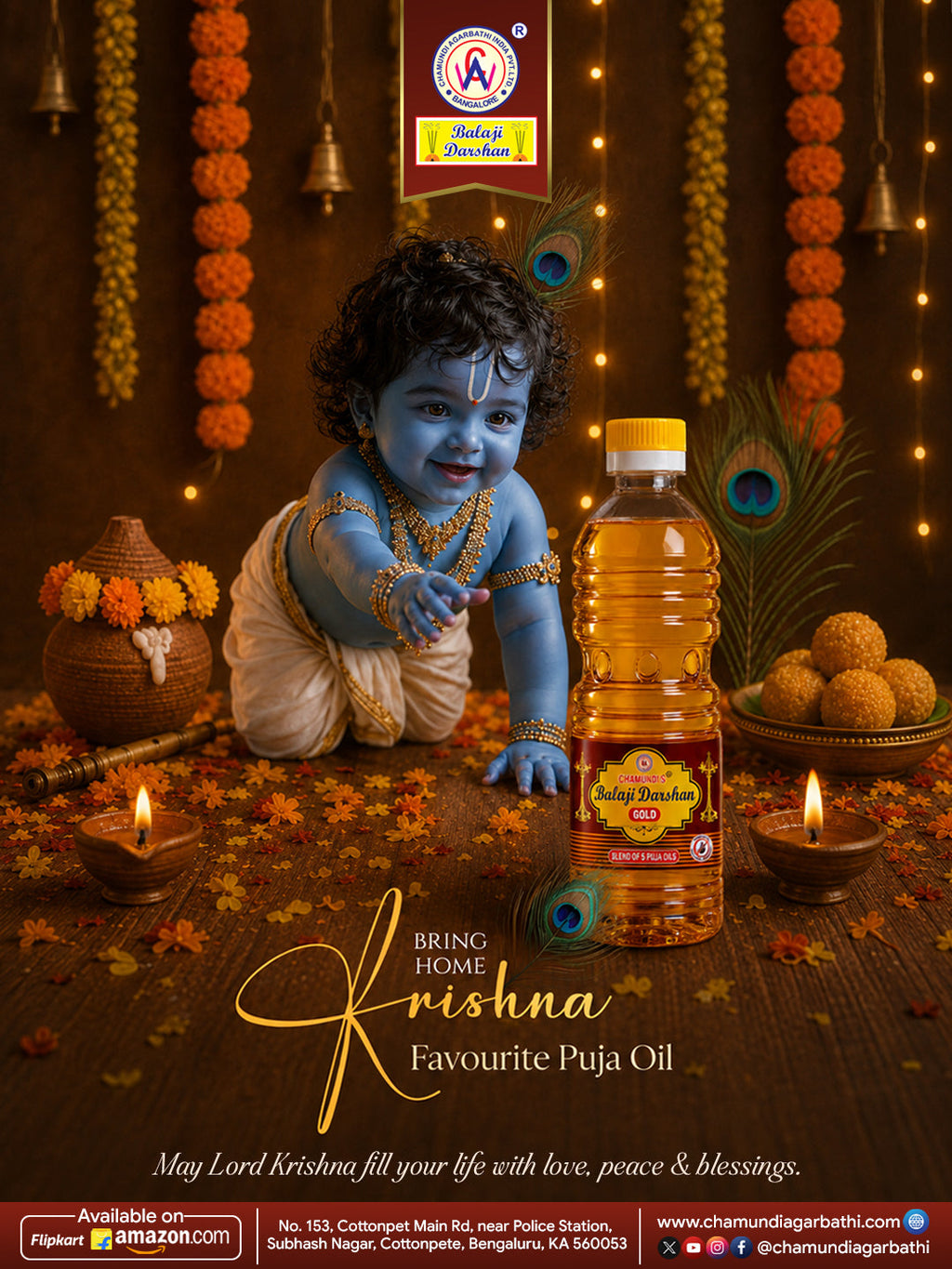 Celebrate Krishna Janmashtami with Divine Fragrance, Light &amp; Devotion – Chamundi Agarbathi